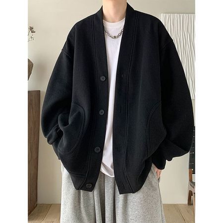 Men's Solid Color Jacket Trendy Loose Cardigan Coat
