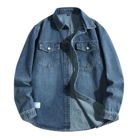 Men's Loose Casual Jacket With Long Sleeve Denim Shirt